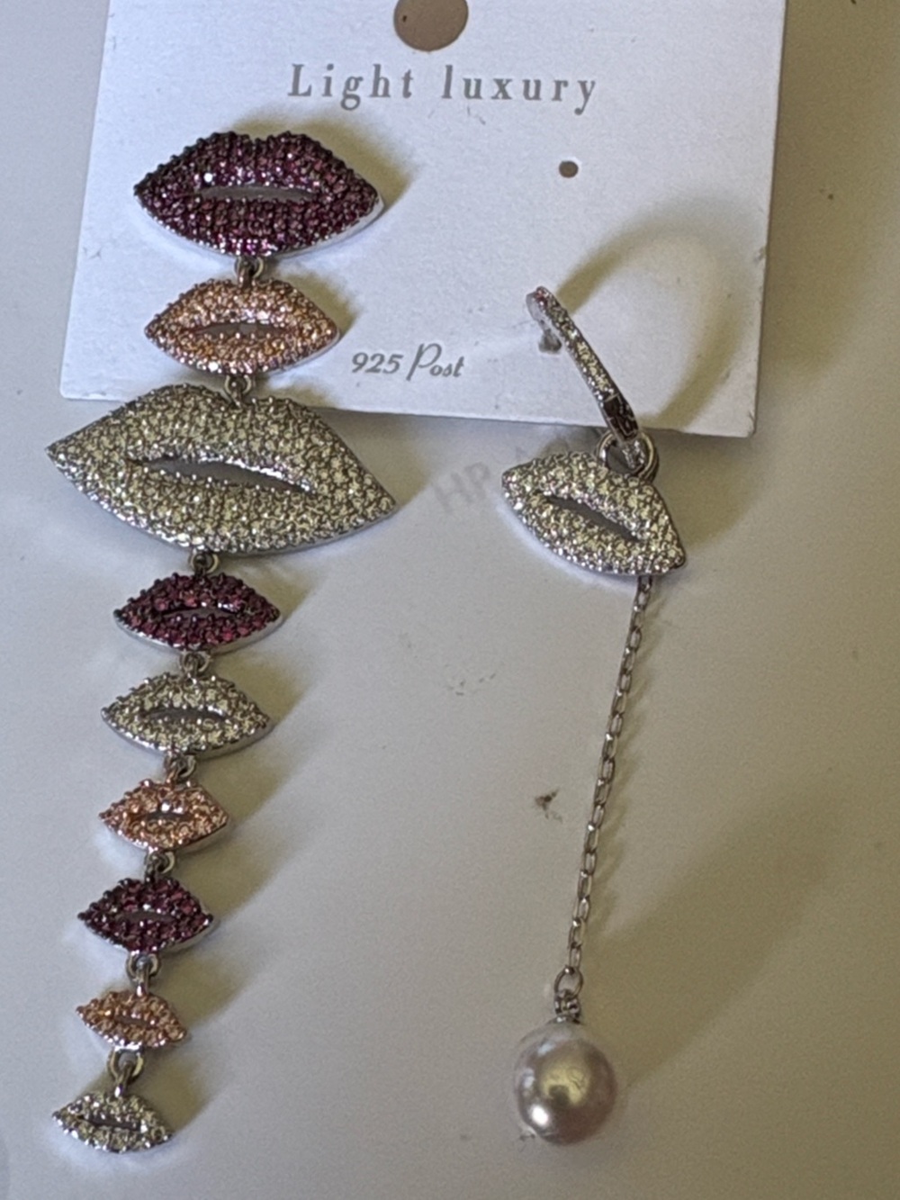 APMMonaco Sterling silver Multicolor Lip Drop Earrings post has stamp